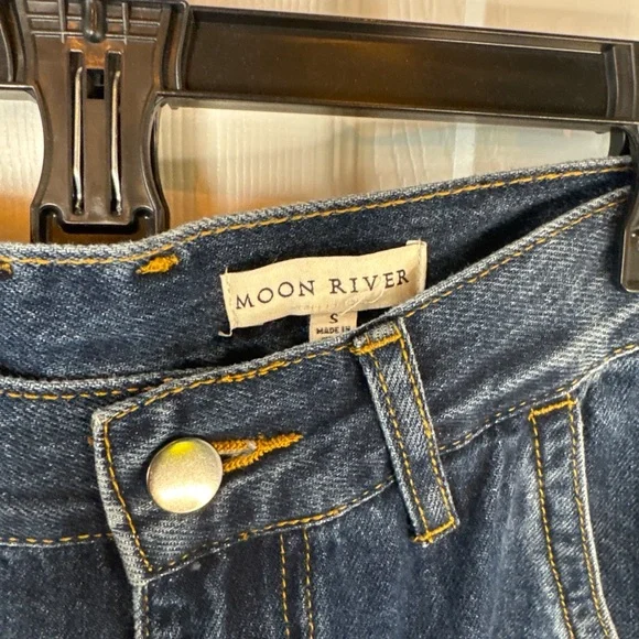 Moon River Dark Blue Denim Skirt - Picture 2 of 4